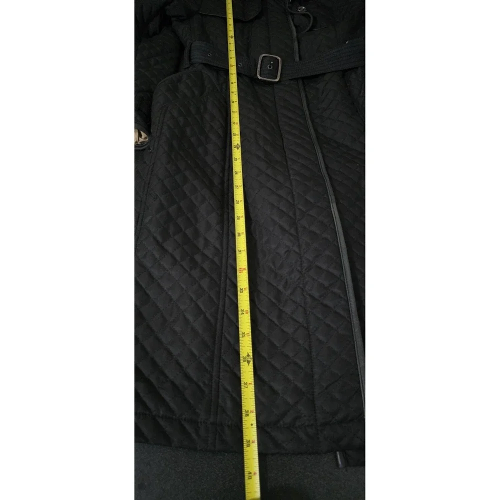 Burberry‎ London Quilted Mid Knee Length Trench Coat Jacket Black Woman 6 Belt - Picture 8 of 12